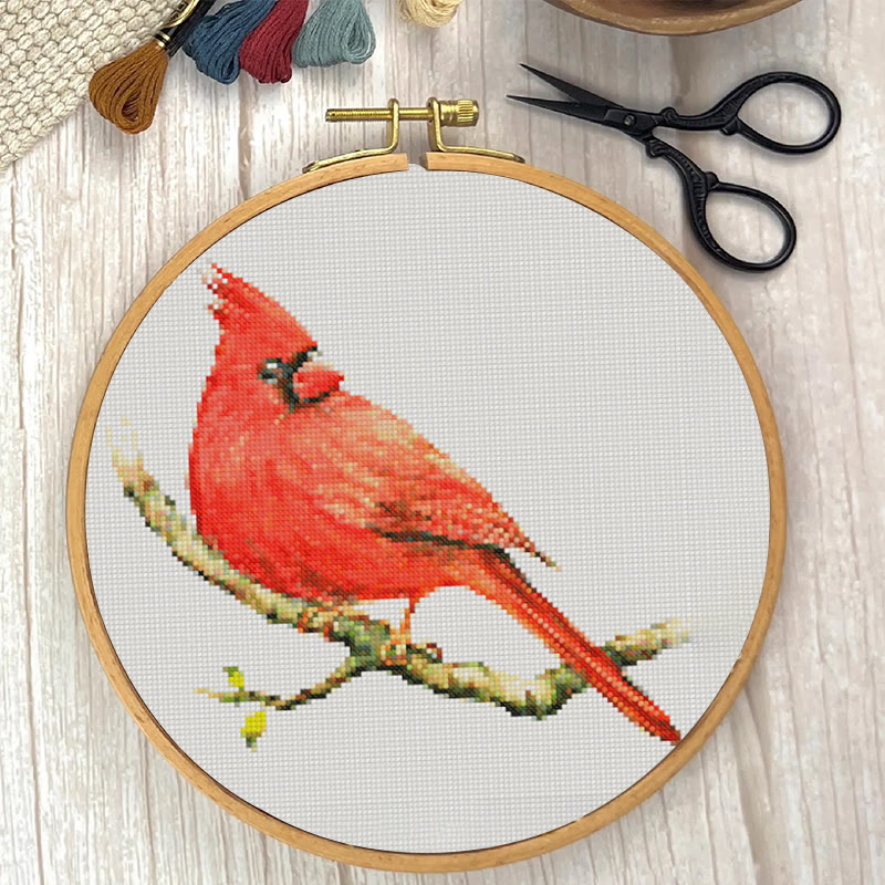  Cross Stitch Kit - Red Cardinal | Handmade Christmas Ornaments | Easy Bird Needlepoint  - image 2