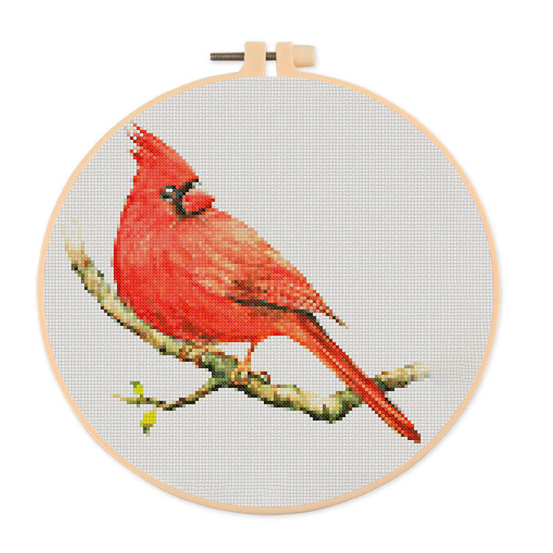  Cross Stitch Kit - Red Cardinal | Handmade Christmas Ornaments | Easy Bird Needlepoint  - 20×20cm - image 1