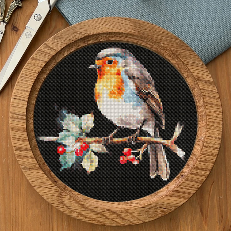  Cross Stitch Kit - Winter Robin Bird | Christmas Handmade Artwork | Christmas Needle Gifts - image 2