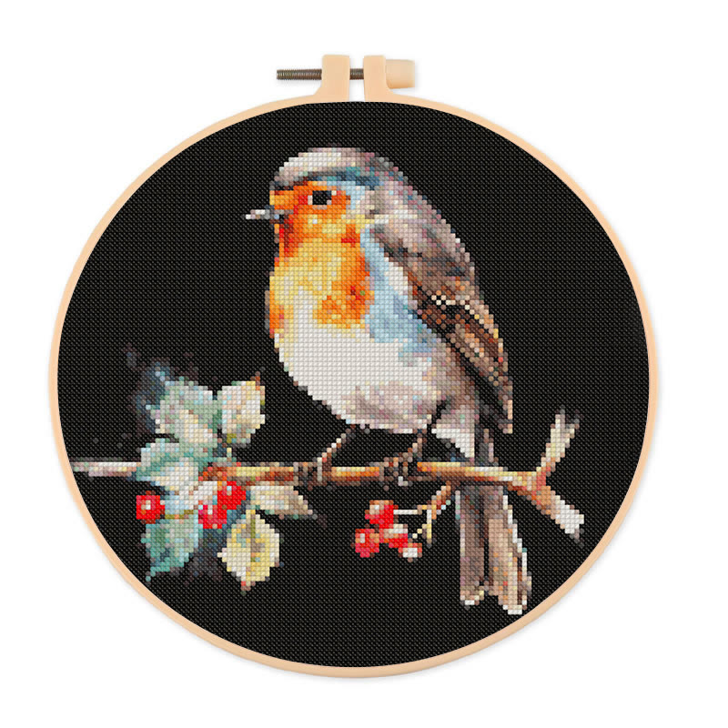  Cross Stitch Kit - Winter Robin Bird | Christmas Handmade Artwork | Christmas Needle Gifts - 20×20cm - image 1