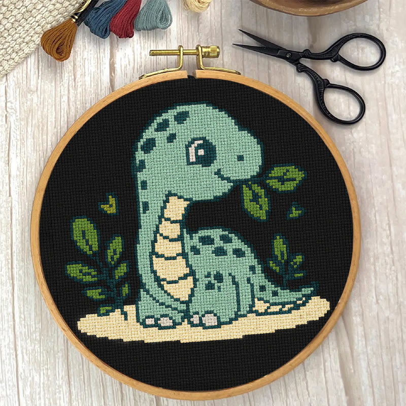  Cross Stitch Kit - Baby Dinosaur | Handmade Wall Art | Easy Needlework For Beginner - image 2