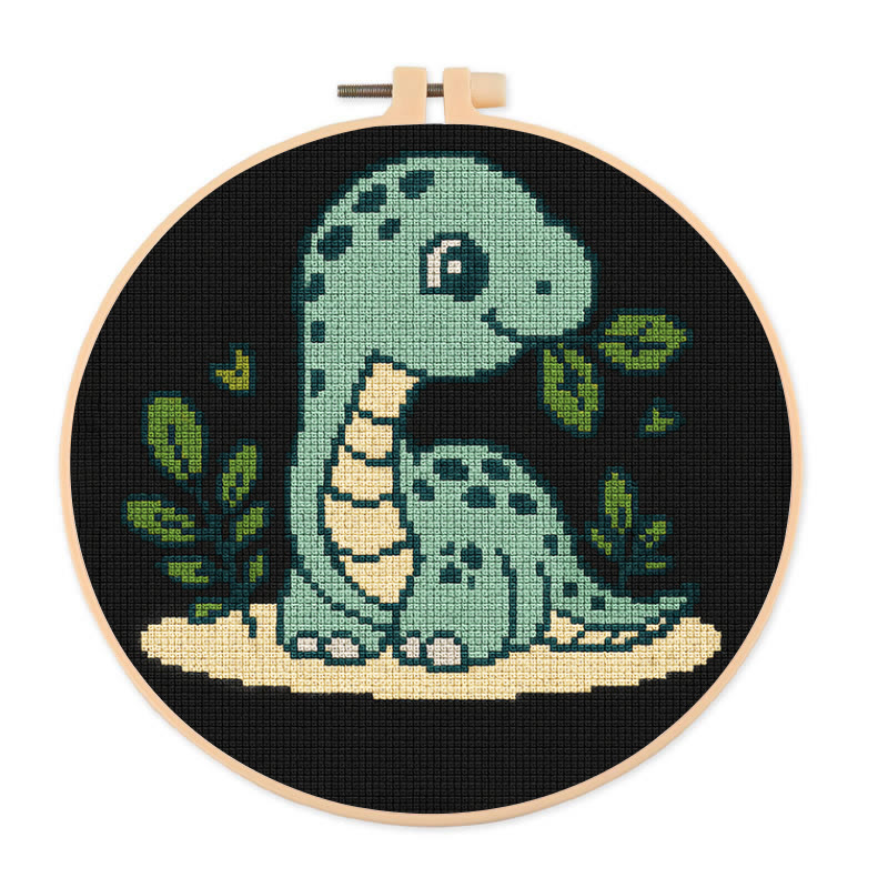  Cross Stitch Kit - Baby Dinosaur | Handmade Wall Art | Easy Needlework For Beginner - 20×20cm - image 1