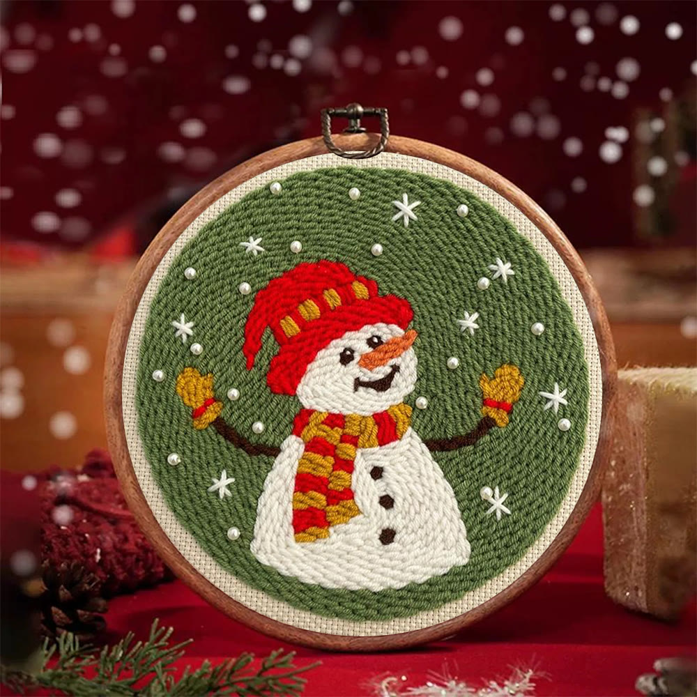 Happy Snowman Punch Needle Kit - Christmas Tree Ornament | Nice Christmas Gifts  - image 3