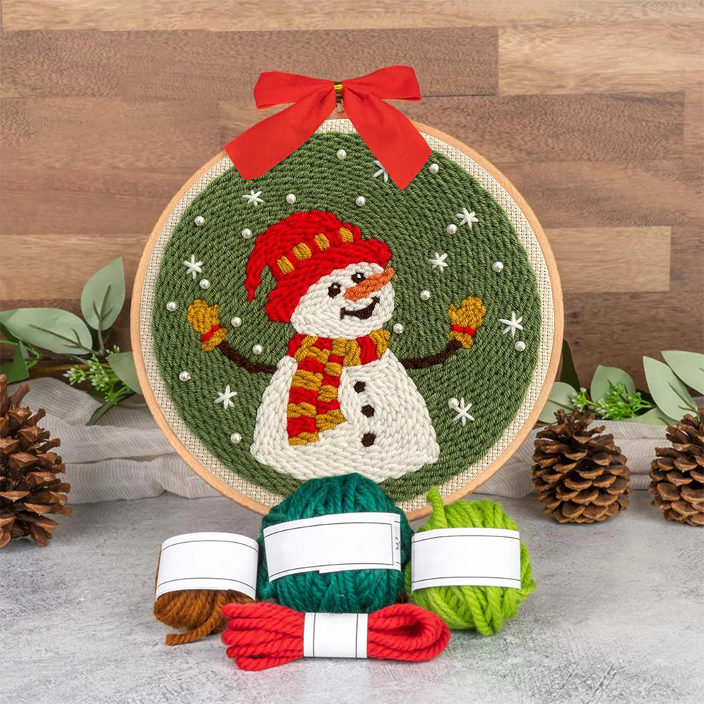 Happy Snowman Punch Needle Kit - Christmas Tree Ornament | Nice Christmas Gifts  - image 5