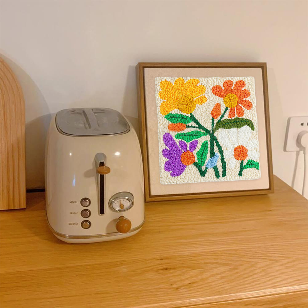 Stunning Flower Square Punch Needle Kit - Decorative Handmade Craft | Diy Floral Gifts - image 10