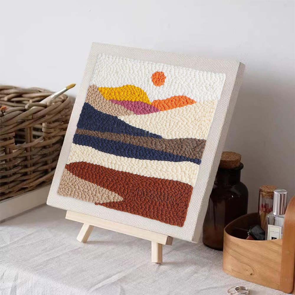 Desert Sunrise Square Punch Needle Kit - Beautiful Landscape Craft | Easy Needlework For Beginner - image 2