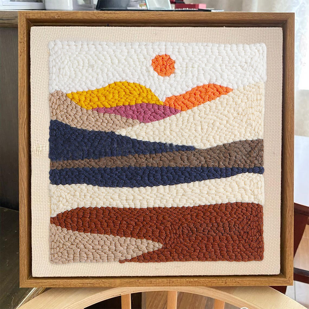 Desert Sunrise Square Punch Needle Kit - Beautiful Landscape Craft | Easy Needlework For Beginner - image 6