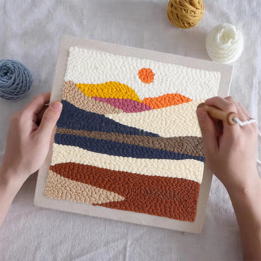 Desert Sunrise Square Punch Needle Kit - Beautiful Landscape Craft | Easy Needlework For Beginner - image 3