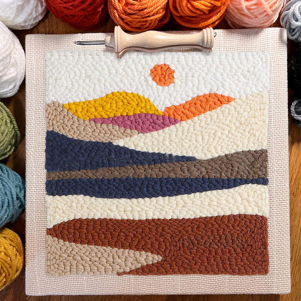 Desert Sunrise Square Punch Needle Kit - Beautiful Landscape Craft | Easy Needlework For Beginner - image 8