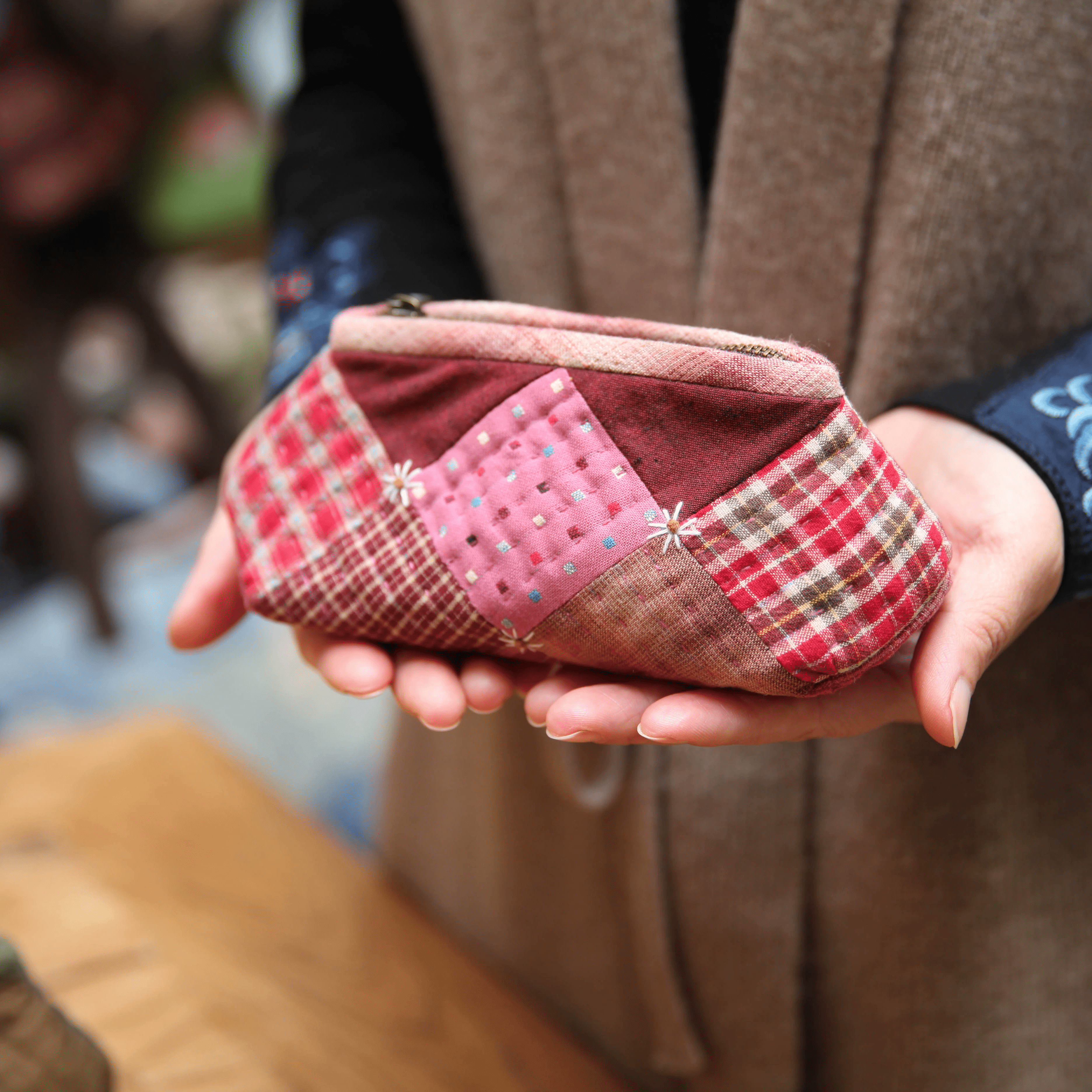 Embroidery Storage Bag  Kits | Handmade Creative Glasses Case | Diy Zipper Pencil Case  - red - image 3