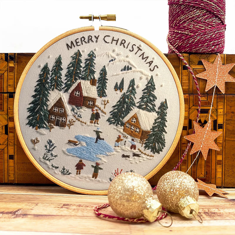 Rubbyoo Embroidery Kit - Snowy Village Scene | Handmade Crafts For Friends | Diy Christmas Needlepoint - image 5