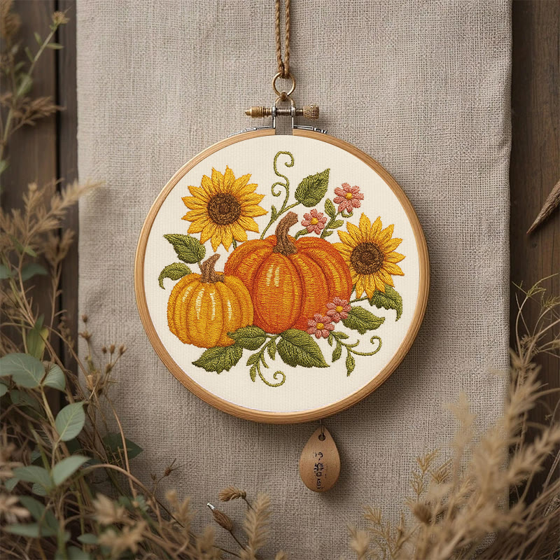 Rubbyoo Embroidery Kit - Sunflower Pumpkin | Diy Helloween Craft | Easy Beginner Needlework - image 2