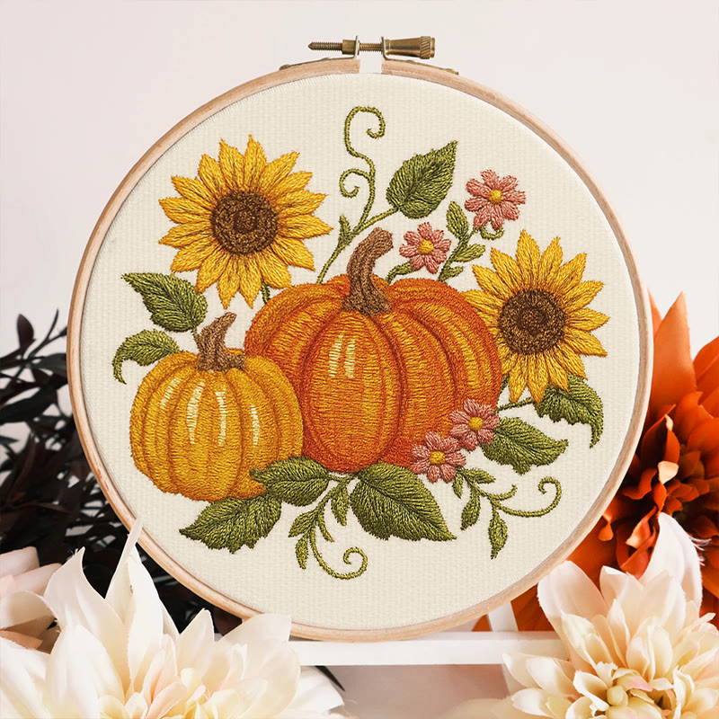 Rubbyoo Embroidery Kit - Sunflower Pumpkin | Diy Helloween Craft | Easy Beginner Needlework - image 4