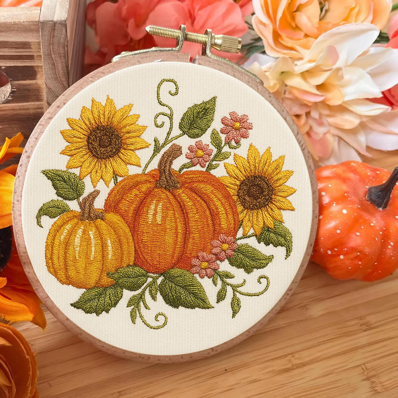 Rubbyoo Embroidery Kit - Sunflower Pumpkin | Diy Helloween Craft | Easy Beginner Needlework - image 3
