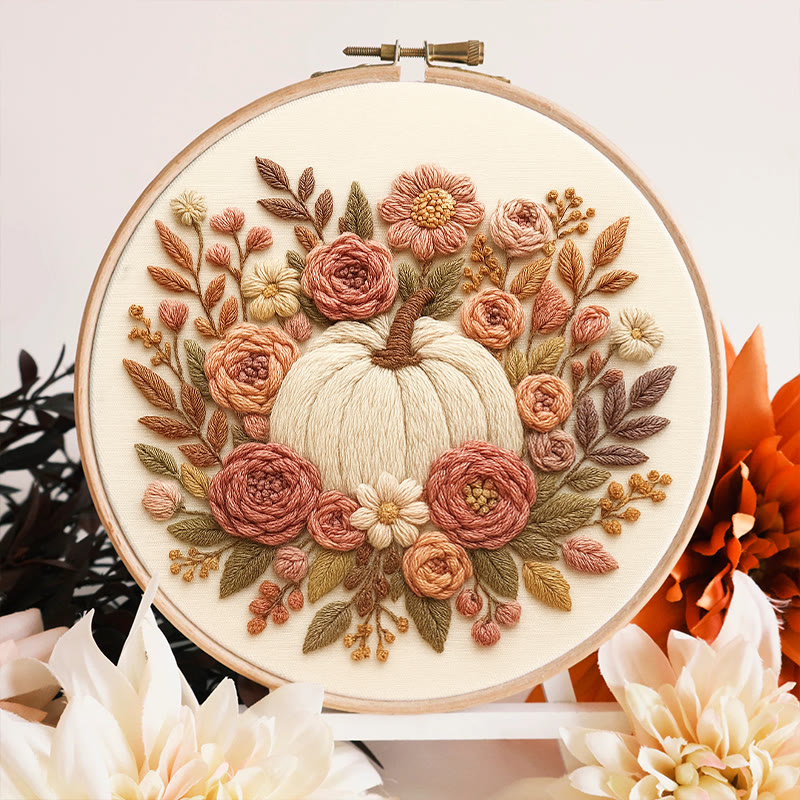 Rubbyoo Embroidery Kit - Floral Pumpkin | Halloween Wall Decor  | Diy Thanksgiving Gifts  - image 3