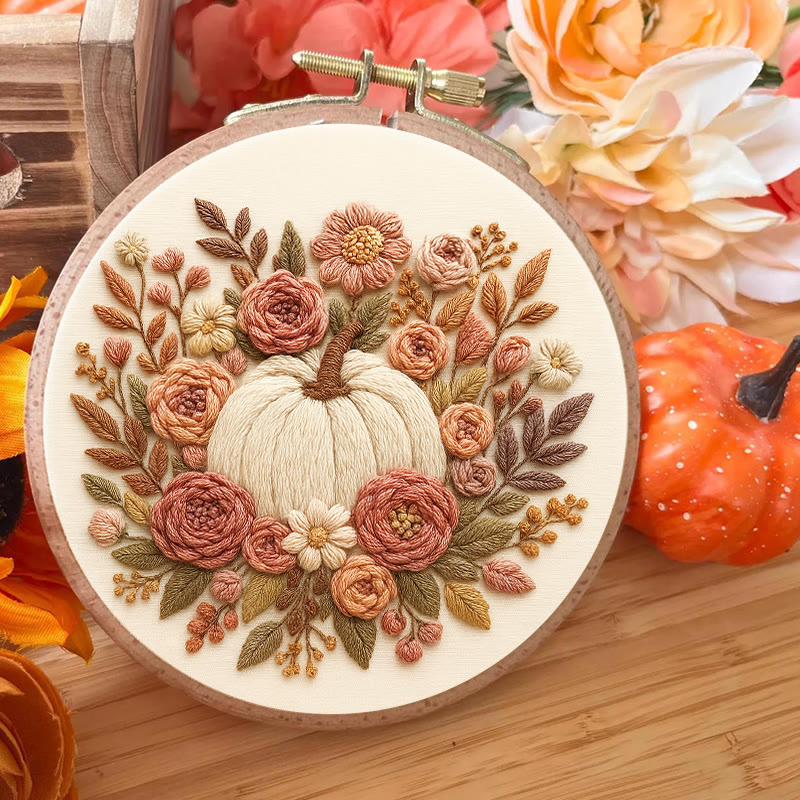 Rubbyoo Embroidery Kit - Floral Pumpkin | Halloween Wall Decor  | Diy Thanksgiving Gifts  - image 2