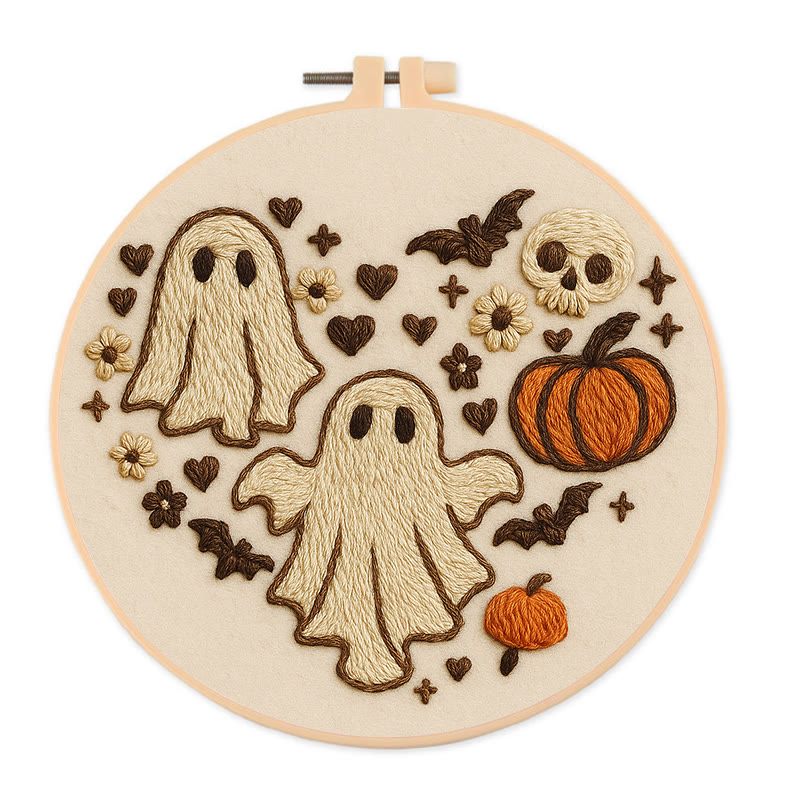 Rubbyoo Embroidery Kit - Halloween Bats And Ghosts | Spooky Halloween Decor | Diy Holiday Handicraft - 20*20cm - image 1