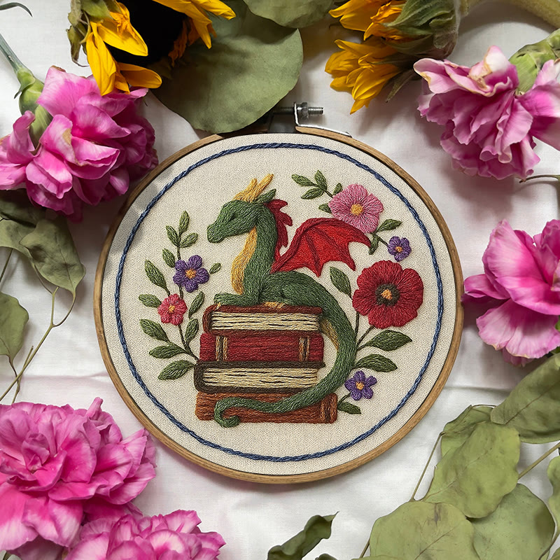 Rubbyoo Embroidery Kit - Fantasy Floral Dragon | Unique Animal Handicraft | Nice For Room Decor - image 2