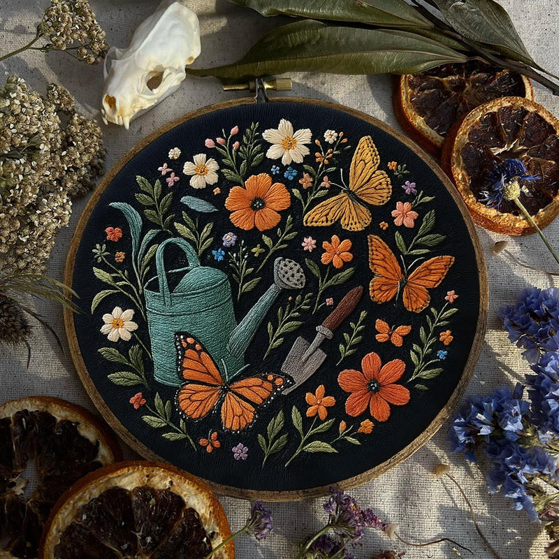 Rubbyoo Embroidery Kit - Plants And Butterfly | Diy Aesthetic Needlework Gift | Stunning Wall Decor  - image 2