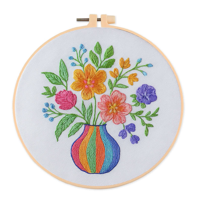 Rubbyoo Embroidery Kit -  Vibrant Flowers | Nice Gifts For Flower Lovers | Perfect For Beginners  - 20*20cm - image 1