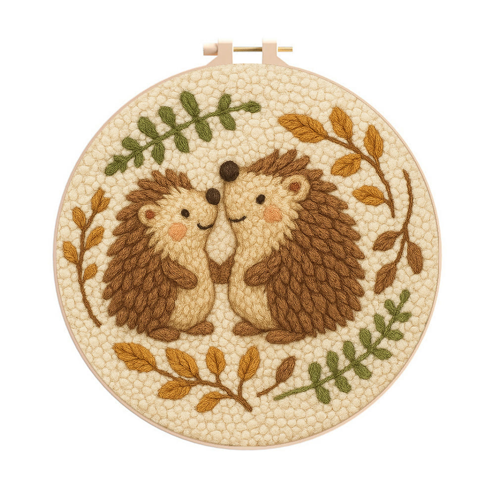 Heartwarming Hedgehog Punch Needle Kit - Cute Animal Handicraft | Perfect Needlework For Craft Lovers - 20cm*20cm - image 1
