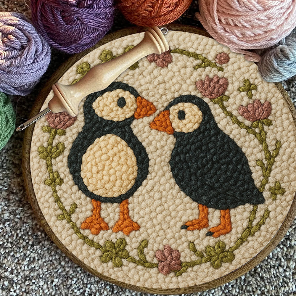 Little Penguins Punch Needle Kit - Diy Animal Handicraft  | Easy Needle Artwork - image 2