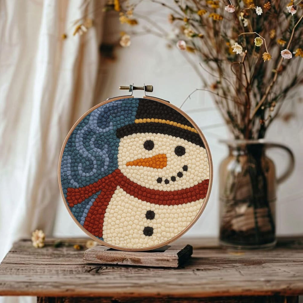 Christmas Snowman Punch Needle Kit - Diy Holiday Wall Decoration | Winter Yarn Craft - image 6