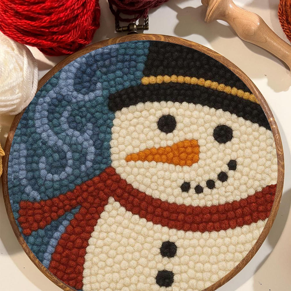 Christmas Snowman Punch Needle Kit - Diy Holiday Wall Decoration | Winter Yarn Craft - image 3