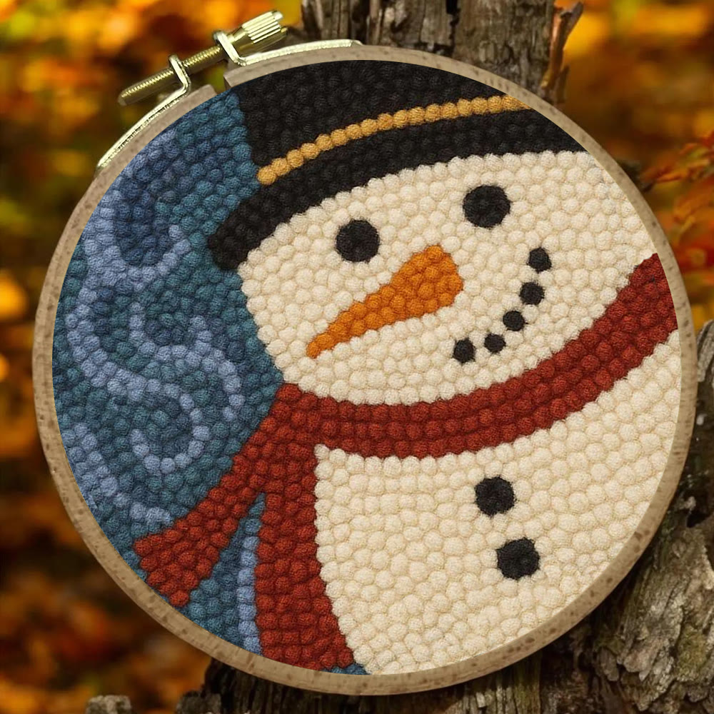 Christmas Snowman Punch Needle Kit - Diy Holiday Wall Decoration | Winter Yarn Craft - image 2