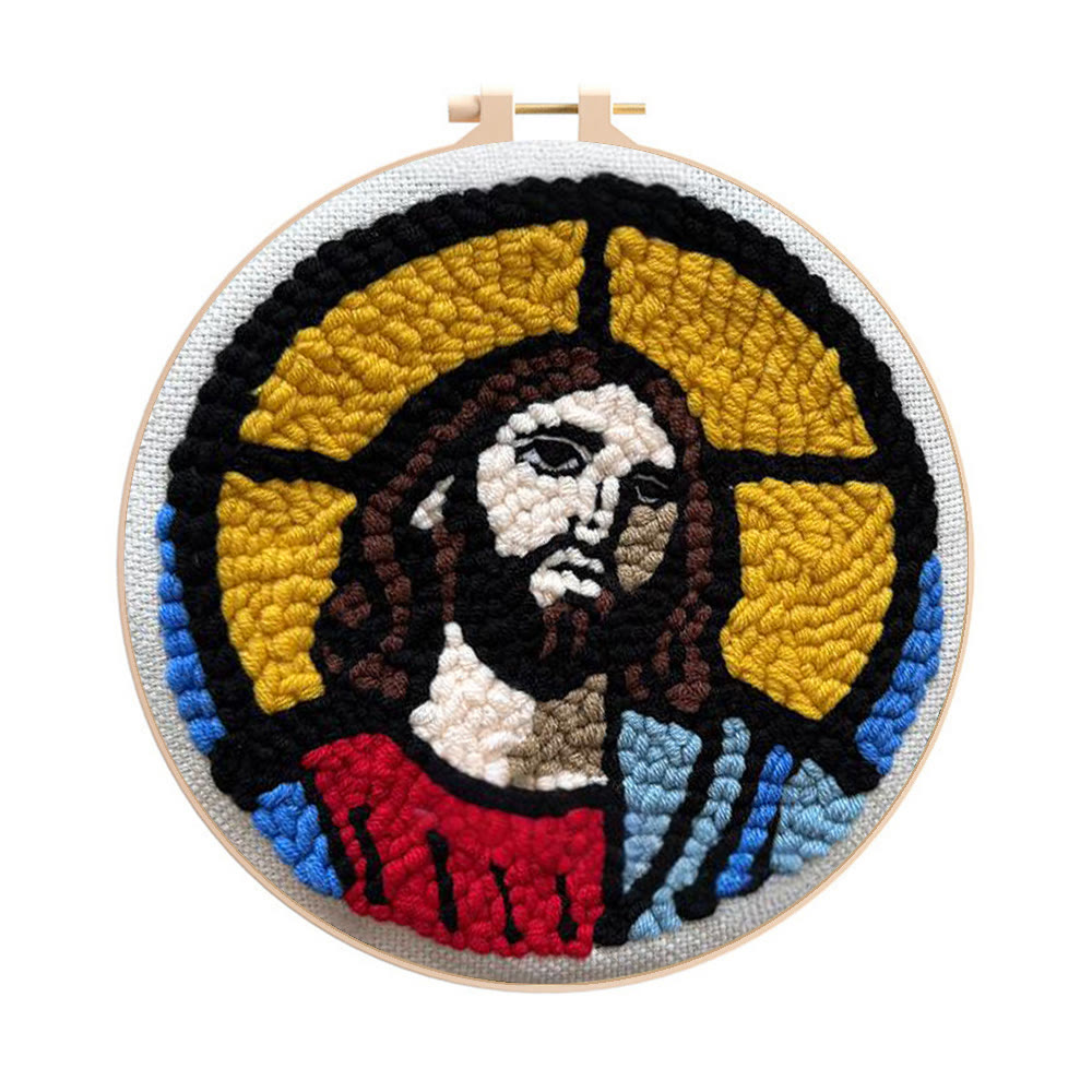 Jesus Christ Punch Needle Kit - Religious Wall Hanging |  Diy Handmade Craft - 20cm*20cm - image 1