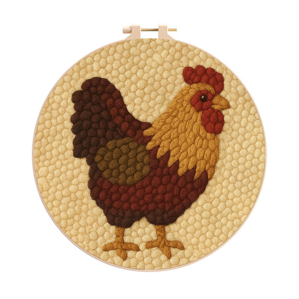  Rooster Punch Needle Kit - Perfect Craft For Animal Lovers | Handmade Beginner Set - 20cm*20cm - image 1
