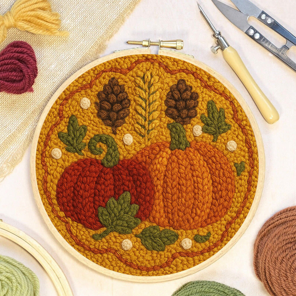  Autumn Pumpkin Punch Needle Kit - Halloween Vibes Handicraft | Unique Thanksgiving Gifts | Diy Home Decor   - image 3