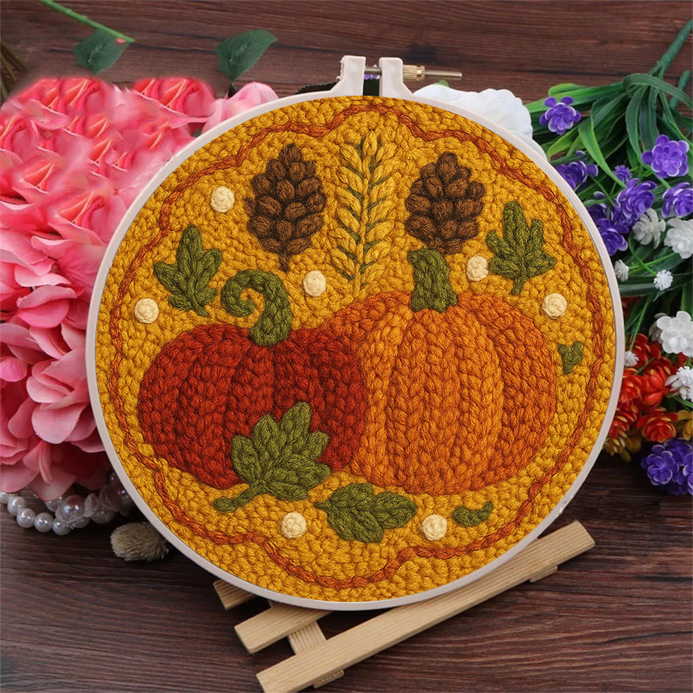  Autumn Pumpkin Punch Needle Kit - Halloween Vibes Handicraft | Unique Thanksgiving Gifts | Diy Home Decor   - image 2
