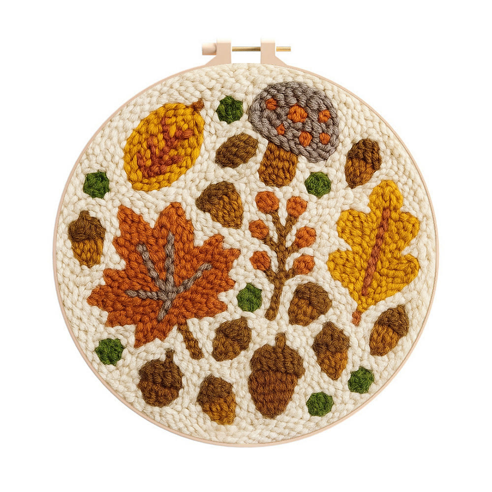 Fallen Plants Punch Needle Kit - Autumn Desk Decoration | Easy Handmade Artwork - 20cm*20cm - image 1