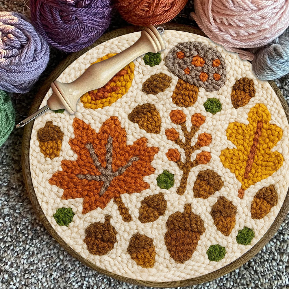 Fallen Plants Punch Needle Kit - Autumn Desk Decoration | Easy Handmade Artwork - image 3