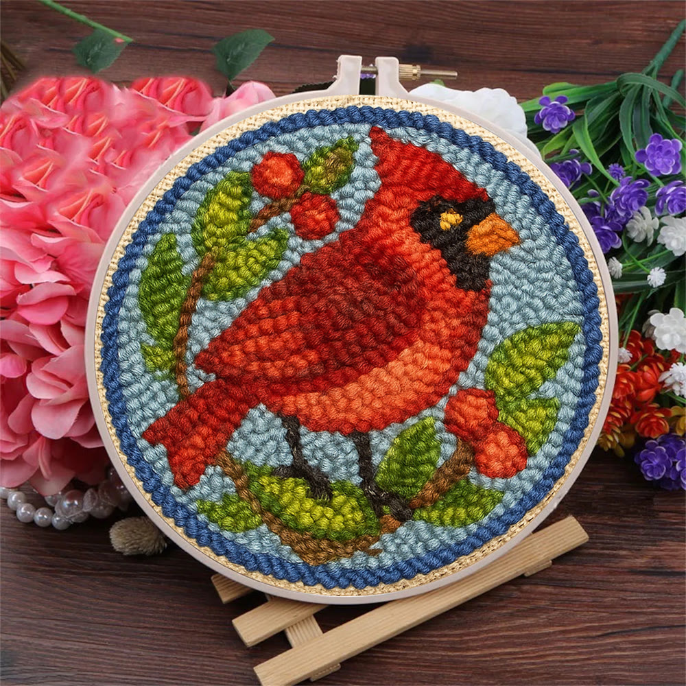 Christmas Cardinal Punch Needle Kit - Christmas Decoration Needlework | Gifts For Bird Lovers  - image 2