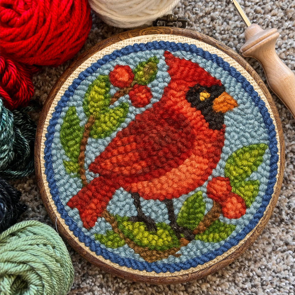 Christmas Cardinal Punch Needle Kit - Christmas Decoration Needlework | Gifts For Bird Lovers  - image 6