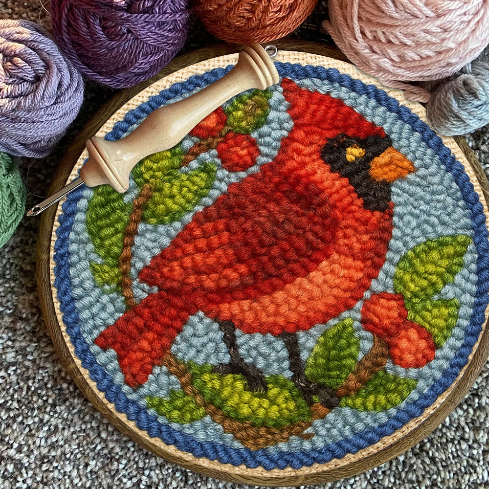 Christmas Cardinal Punch Needle Kit - Christmas Decoration Needlework | Gifts For Bird Lovers  - image 3