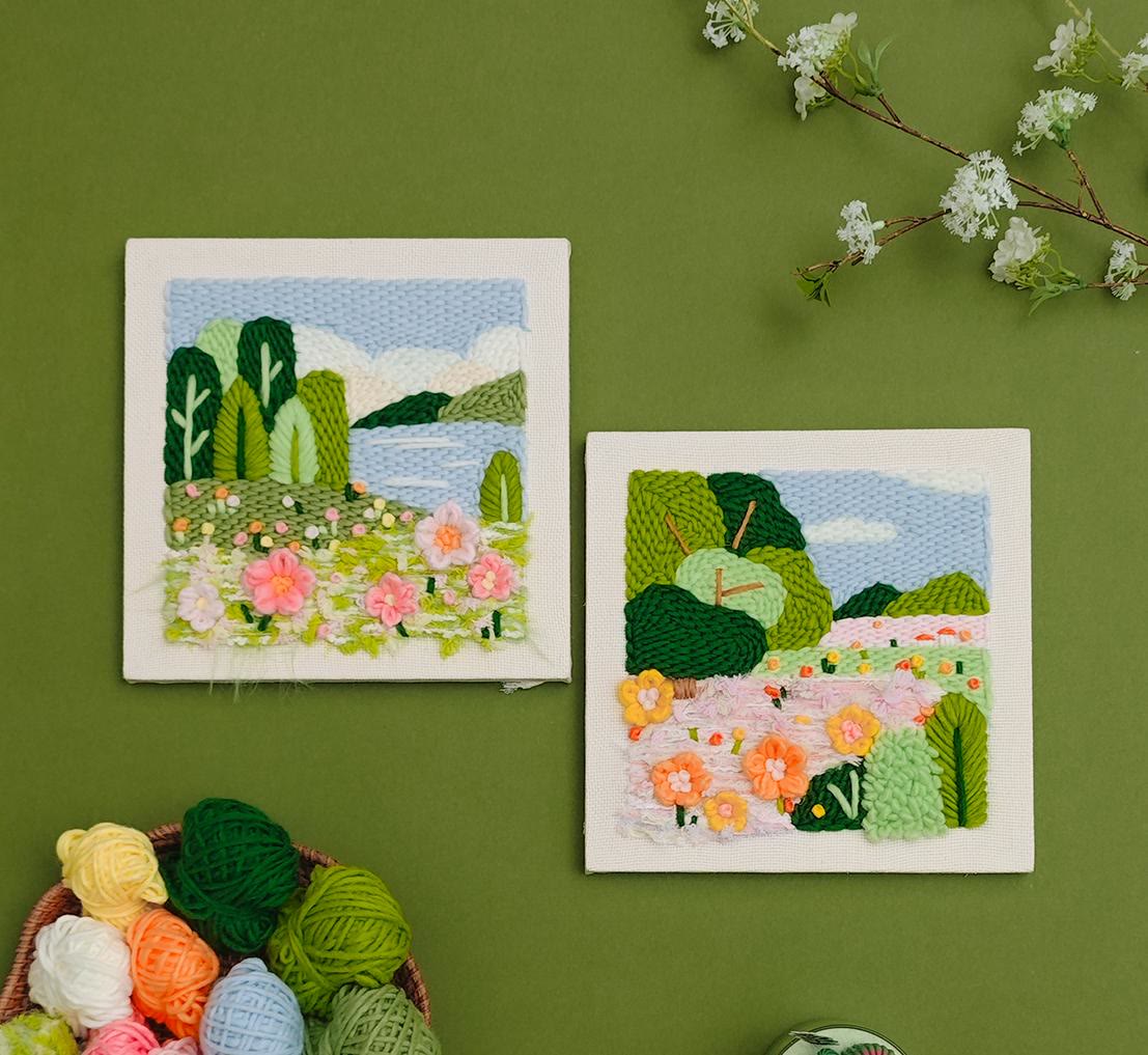 Spring Scenery Series Square Punch Needle Kit - Beautiful Landscape Handicraft | Decorative Housewarming Gifts - image 1