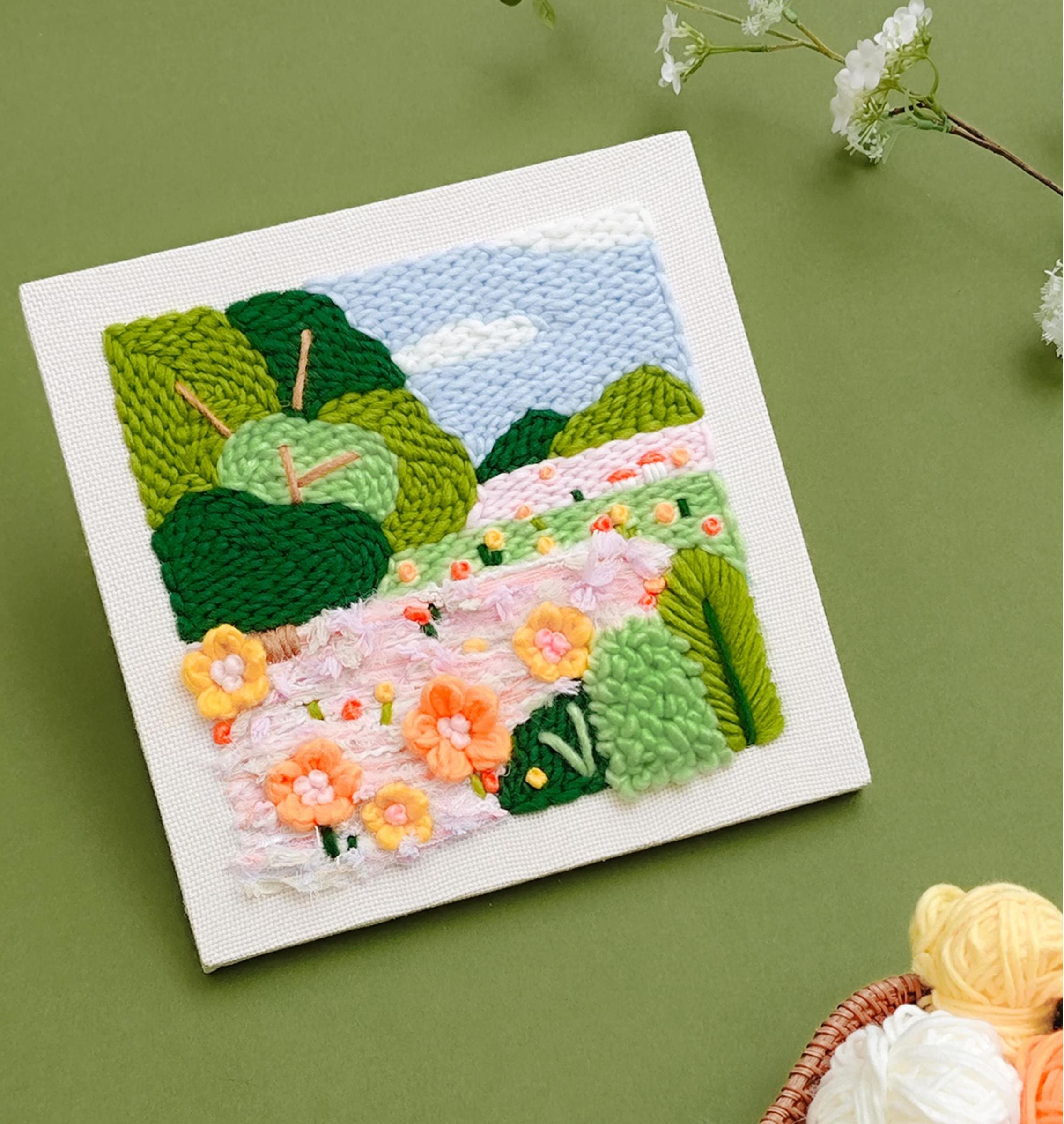 Spring Scenery Series Square Punch Needle Kit - Beautiful Landscape Handicraft | Decorative Housewarming Gifts - Vibrant Forest - image 3