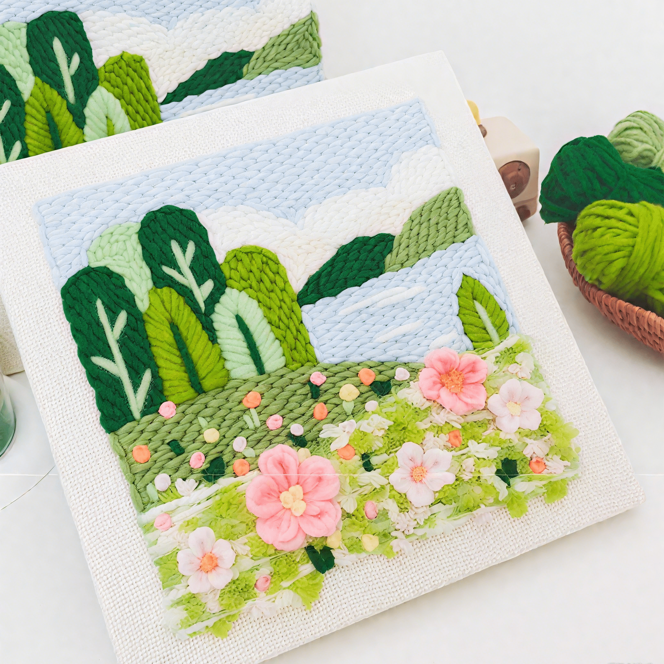 Spring Scenery Series Square Punch Needle Kit - Beautiful Landscape Handicraft | Decorative Housewarming Gifts - Lake Spring Scenery - image 2