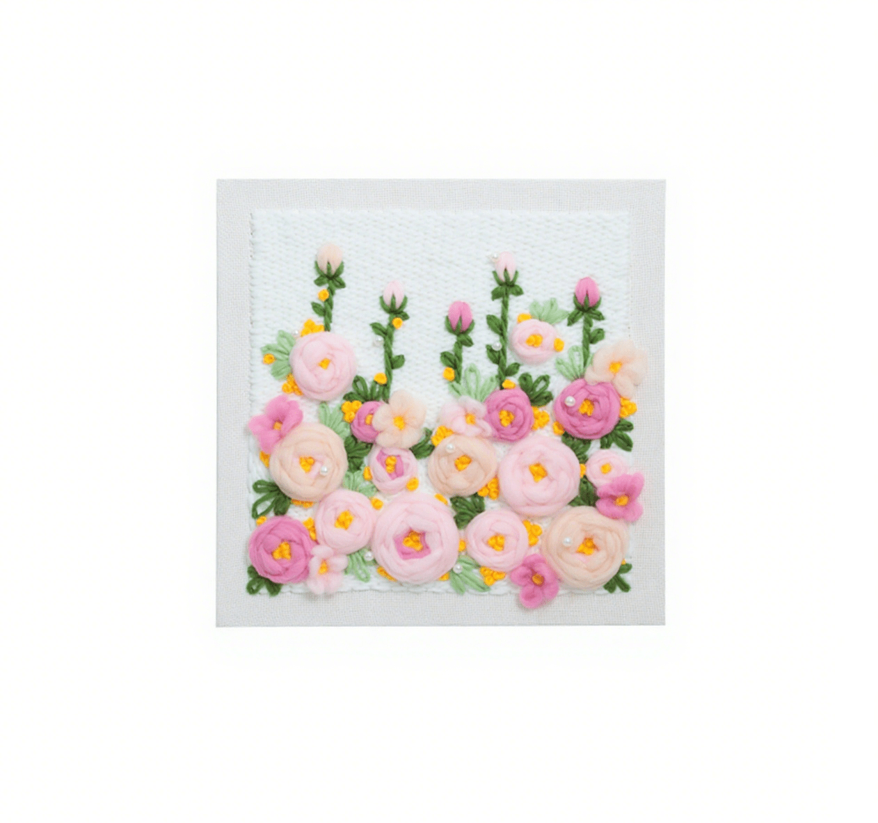 Flower Series Square Punch Needle Kit - Charming Flowers Craft | Nice Birthday Gifts For Her - Pink - image 6