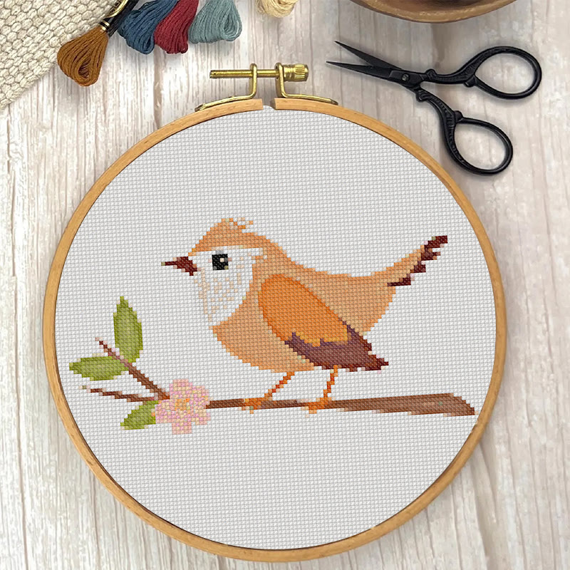  Cross Stitch Kit - Little Wren | Animal Sewing Craft | Beginner Friendly Handicraft  - image 2