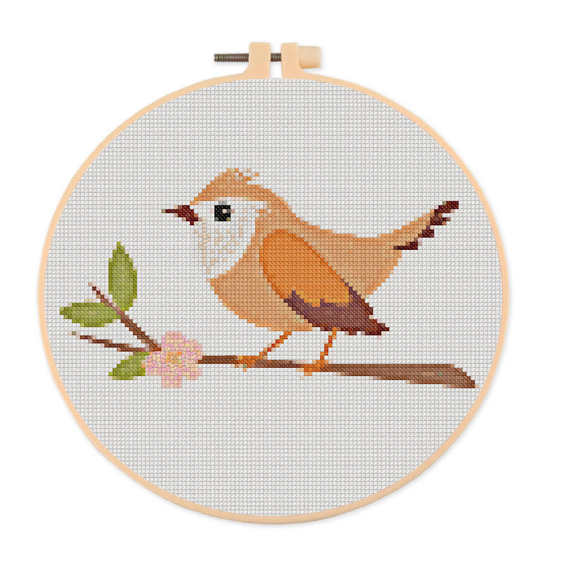  Cross Stitch Kit - Little Wren | Animal Sewing Craft | Beginner Friendly Handicraft  - 20×20cm - image 1