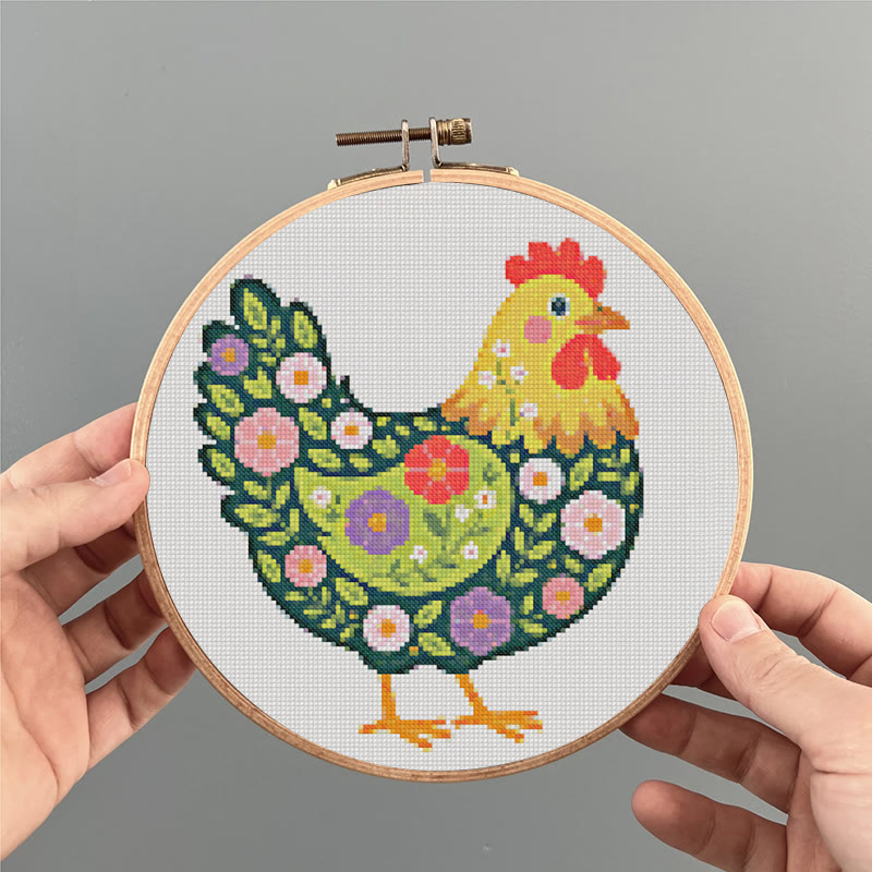  Cross Stitch Kit - Floral Hen | Colorful Handmde Craft | Starter Diy Needlework - image 2