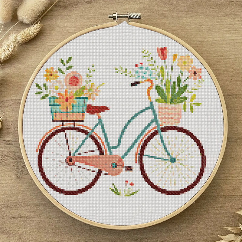  Cross Stitch Kit - Botanical Bicycle | Diy Stitch Handicraft | Nice Birthday Gifts For Friends - image 2