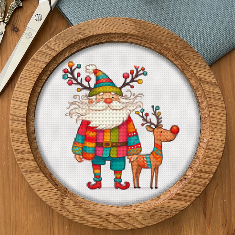  Cross Stitch Kit - Santa Claus And Elk | Christmas Needle Artwork | Christmas Decorative Handicraft - image 2