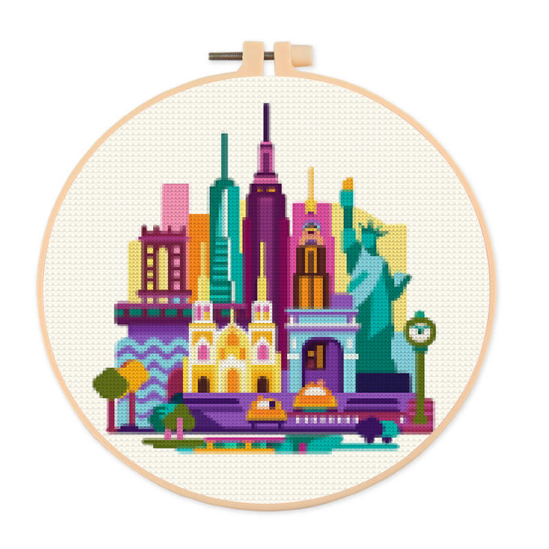  Cross Stitch Kit - Skyscrapers | Fashionable Home Decor | Beginner Stitch Craft - 20×20cm - image 1