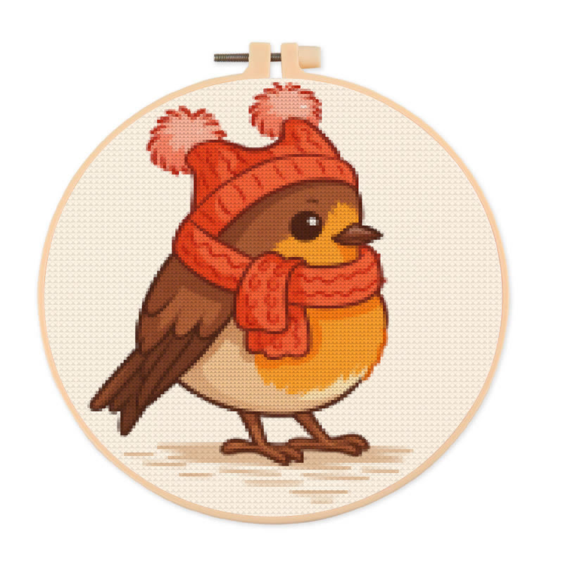  Cross Stitch Kit - Winter Bird | Adorable Animal Craft | Diy Handmade Needlework - 20×20cm - image 1