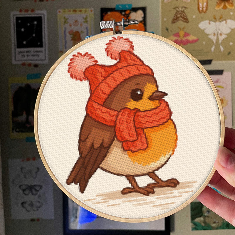 Cross Stitch Kit - Winter Bird | Adorable Animal Craft | Diy Handmade Needlework - image 3